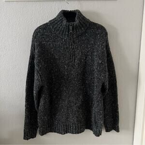 Aran Wollen Mills Charcoal Speckled Wool Quarter Zip Sweater